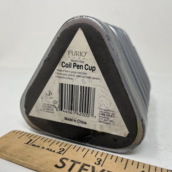 Vintage 1996 Furio Coil Pen Pencil Cup Holder Desk Office Organizer Silver 4.5” - Picture 7 of 7